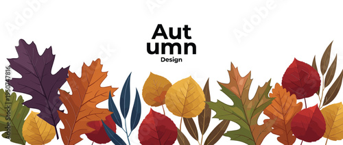 Colorful autumn leaves border frame featuring vibrant fall foliage and beautiful botanical elements for seasonal marketing template graphic design and commercial use isolated on white
