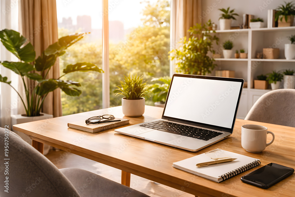 Fototapeta premium modern office interior with laptop