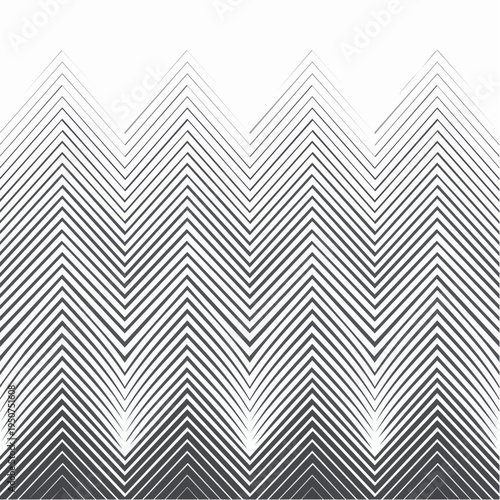 Transitional halftone pattern, Dynamic rhythmic brutalism pattern, repeating chevron element, Slanted thin to thick stripe vanish backdrop, Abstract geometrical composition with transition effect