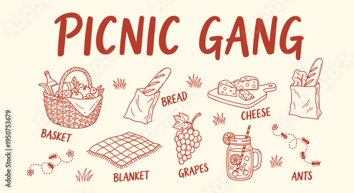 Set of 8 picnic icons vector