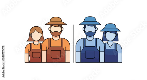 Vector illustration of a diverse farm worker team standing together in solidarity, celebrating Cesar Chavez Day with a tribute poster design for farm rights workers