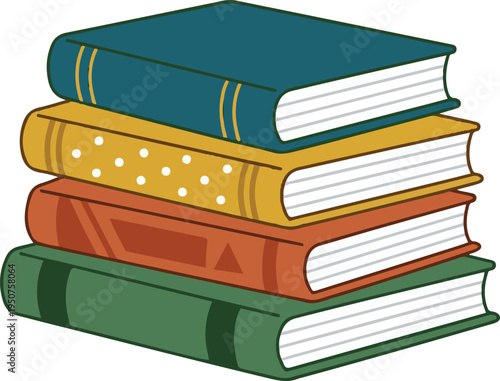 Stack of colorful books, educational illustration, reading and learning concept, EPS vector