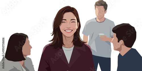 Pixel Art Friends Smiling Sharing Coffee Casual Meetup Gathering
