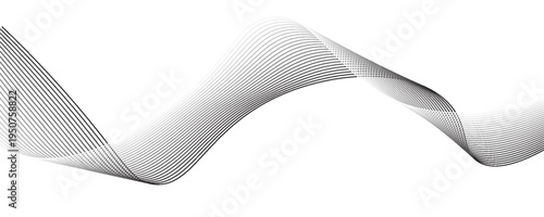 Abstract wave element for design. Digital frequency track equalizer. Stylized line art background. Vector illustration. Wave with lines created using blend tool. Curved wavy line, smooth stripe.
