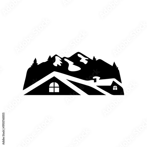 Mountain house logo abstract with creative concept Premium Vector