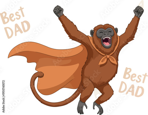 Super Dad Monkey Cape Celebrating Best Dad Fatherhood Brown