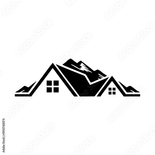 Mountain house logo abstract with creative concept Premium Vector