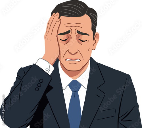 Sad Businessman Holding Head In Despair Under Stress
