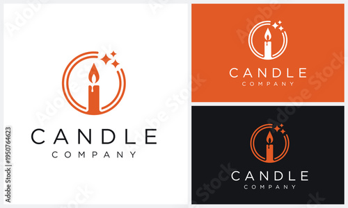 Elegant Candle Flame for Romantic Candlelight Diner or Religious logo design inspiration
