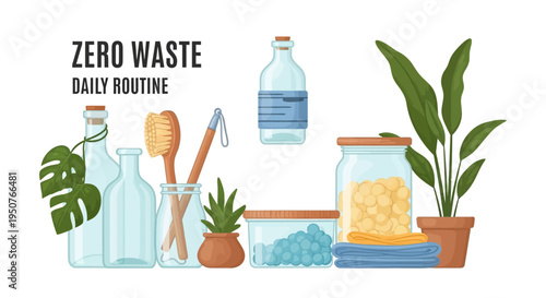 Eco-friendly kitchen setup with reusable items for a zero waste lifestyle and sustainable living concept