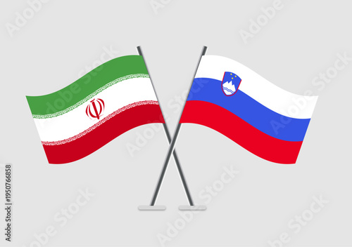 Iran and Slovenia vector flags used in graphic symbolism