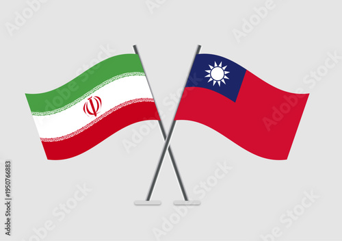 Iran and Taiwan vector flags shown with peaceful theme