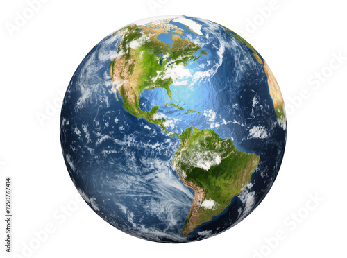 Bild auf Leinwand Detailed 3D render of Earth globe, showcasing the Americas with vibrant landmass