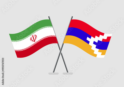 Iran and Nagorno-Karabakh Republic vector flags image ideal for posters or prints