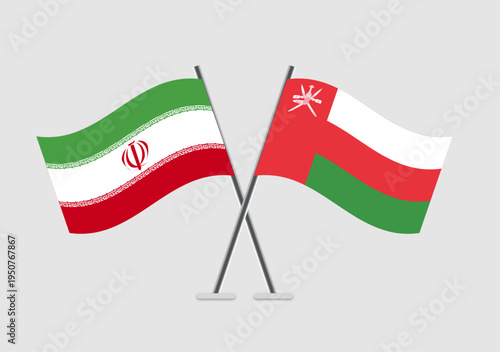 Iran and Oman vector flags drawn with clarity and elegance
