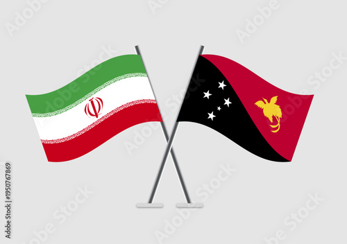 Free Download Iran and Papua New Guinea vector flags illustration for peaceful themes - GFXLoad
