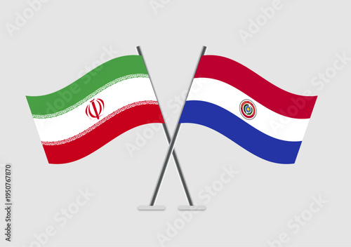 Iran and Paraguay vector flags visualized in cultural layout