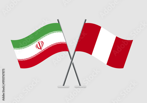 Iran and Peru vector flags symbolic of cooperation