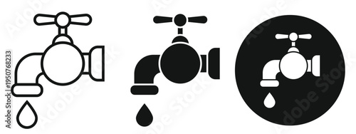 Faucet water drop icon set