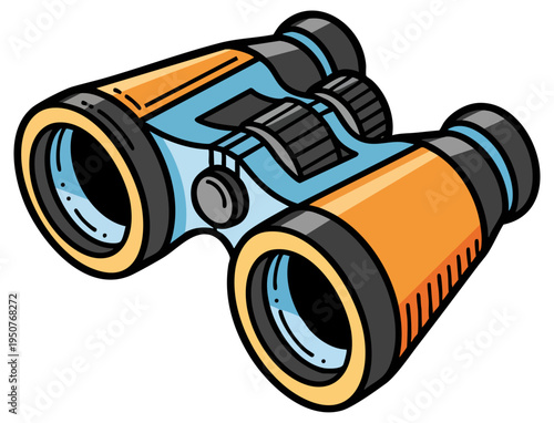Cartoon Style Binoculars Illustration for Adventure and Travel