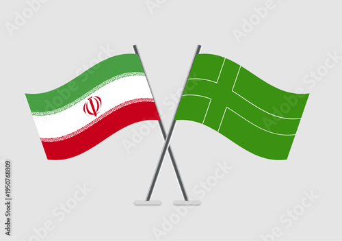 Iran and Ladonia vector flags shown in mirrored diplomacy