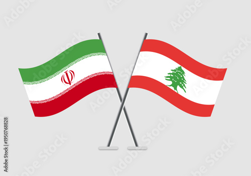 Iran and Lebanon vector flags showing dual-country harmony