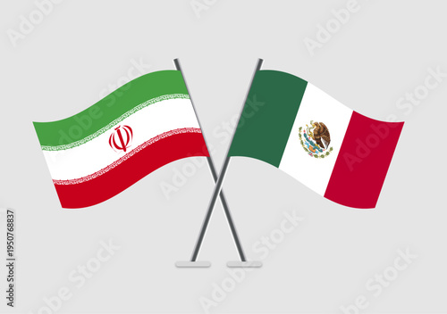 Iran and Mexico vector flags flat vector artwork concept
