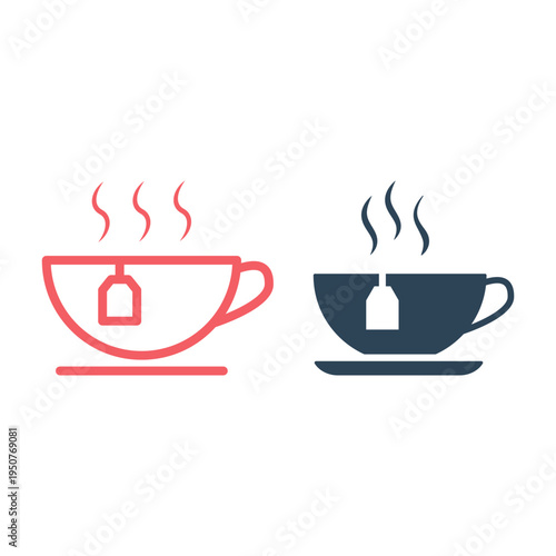 Cup tea icons set vector illustration.