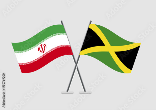 Iran and Jamaica vector flags image with refined wave curves