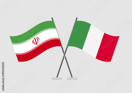 Iran and Italy vector flags illustration in graphic flat mode