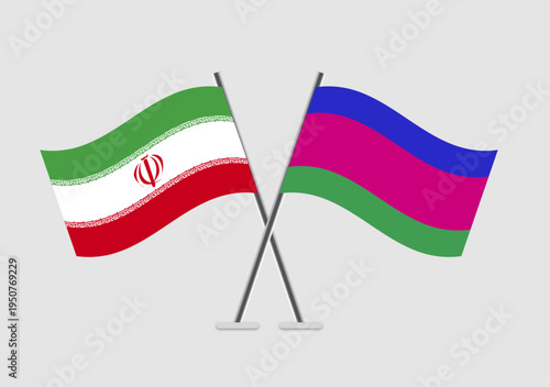Iran and Kuban Peoples Republic vector flags in international meeting symbol