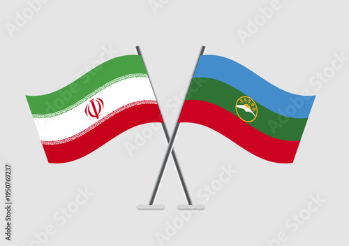 Iran and Karachay-Cherkessia vector flags shown in diplomatic context