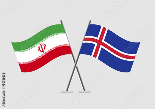 Iran and Iceland vector flags in stylized display for diplomacy