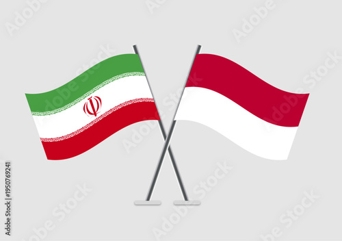 Iran and Indonesia vector flags art symbolizing unity