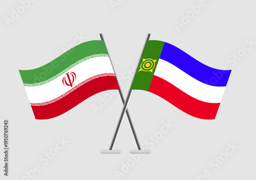 Iran and Khakassia vector flags illustration with balance and grace