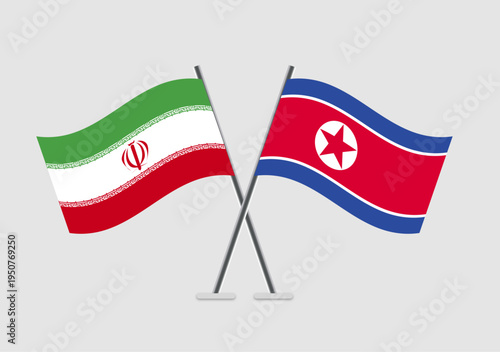 Iran and North Korea vector flags paired in official graphic pose