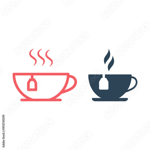 Cup tea icons set vector illustration.