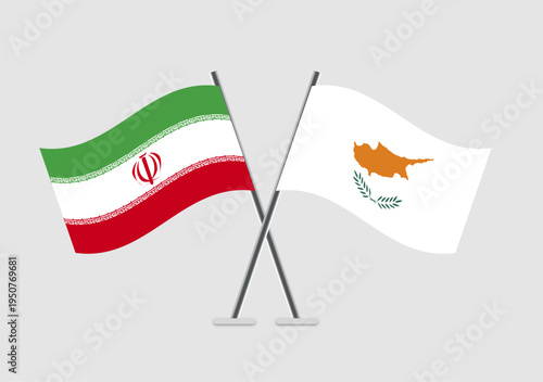 Iran and Cyprus vector flags with smooth edges and light tones