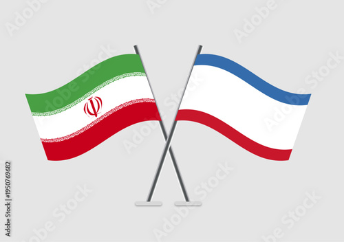 Iran and Crimea vector flags in 2D vector symbol style