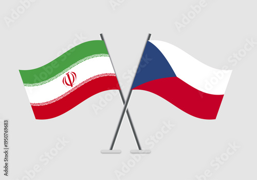 Iran and Czech Republic vector flags in formal vector presentation