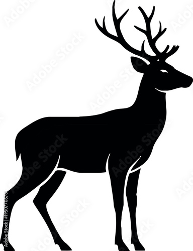 Black silhouette of a deer with antlers