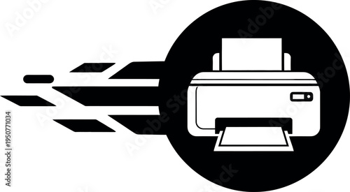 Fast and efficient printer icon with motion lines