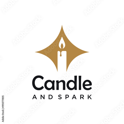 Elegant Candle light flame stars logo design inspiration