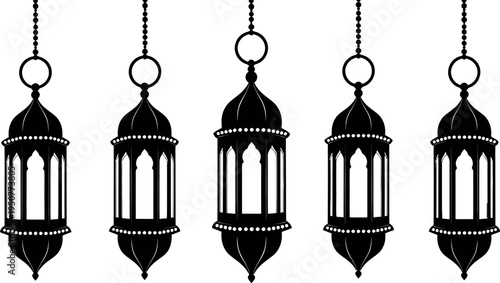Black hanging lanterns for ramadan or eid celebration