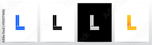 Parallel Geometric Rectangles Square Alphabet Initial Letter Logo Design L