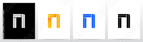 Parallel Geometric Rectangles Square Alphabet Initial Letter Logo Design N
