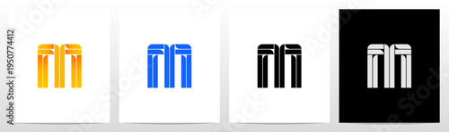 Parallel Geometric Rectangles Square Alphabet Initial Letter Logo Design M