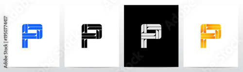 Parallel Geometric Rectangles Square Alphabet Initial Letter Logo Design P