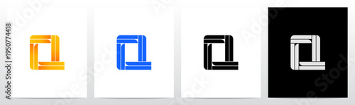 Parallel Geometric Rectangles Square Alphabet Initial Letter Logo Design Q