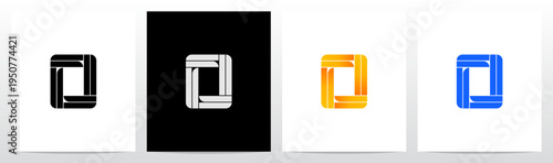 Parallel Geometric Rectangles Square Alphabet Initial Letter Logo Design O